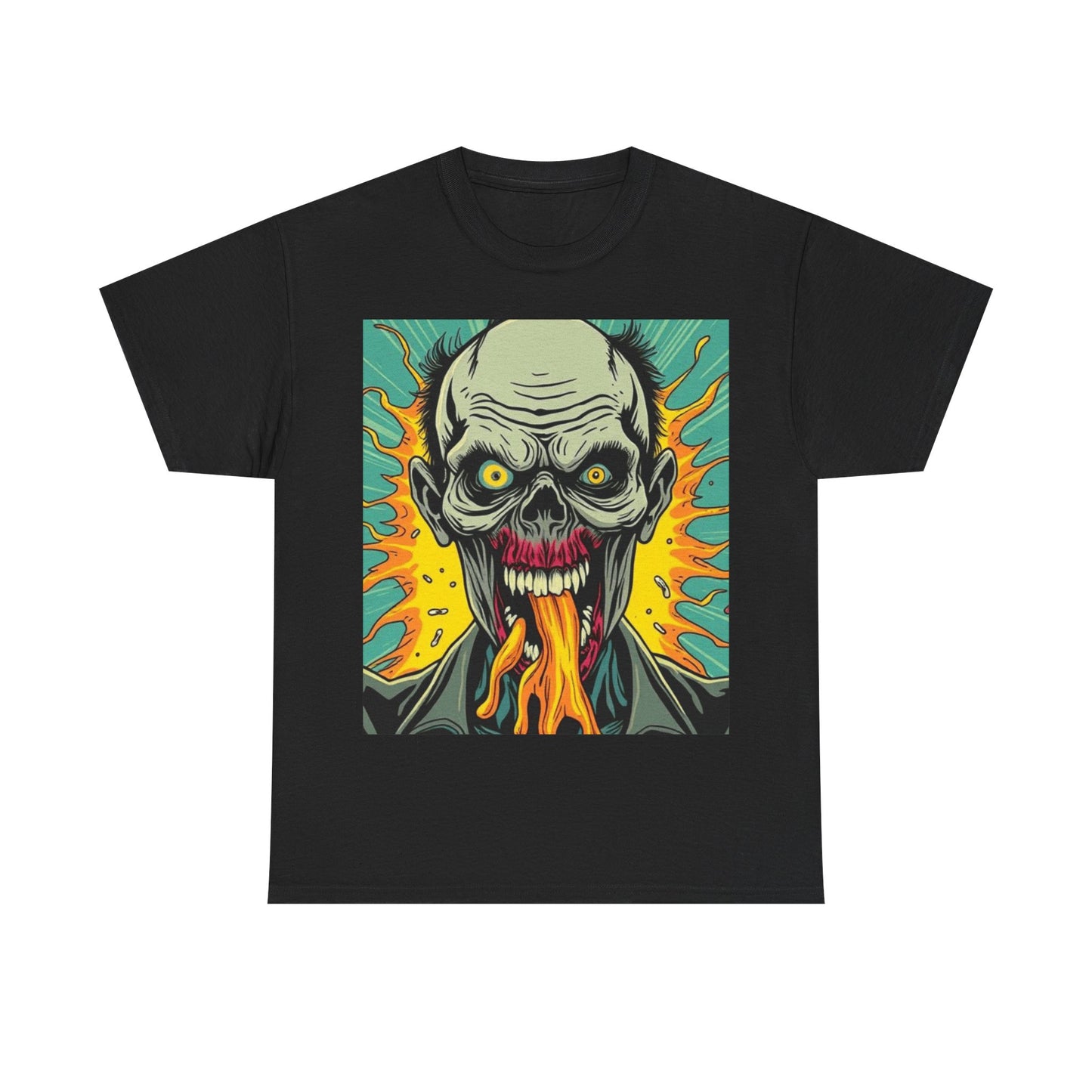 UK - Unisex Heavy Cotton Tee - Fiery Skull Graphic Shirt