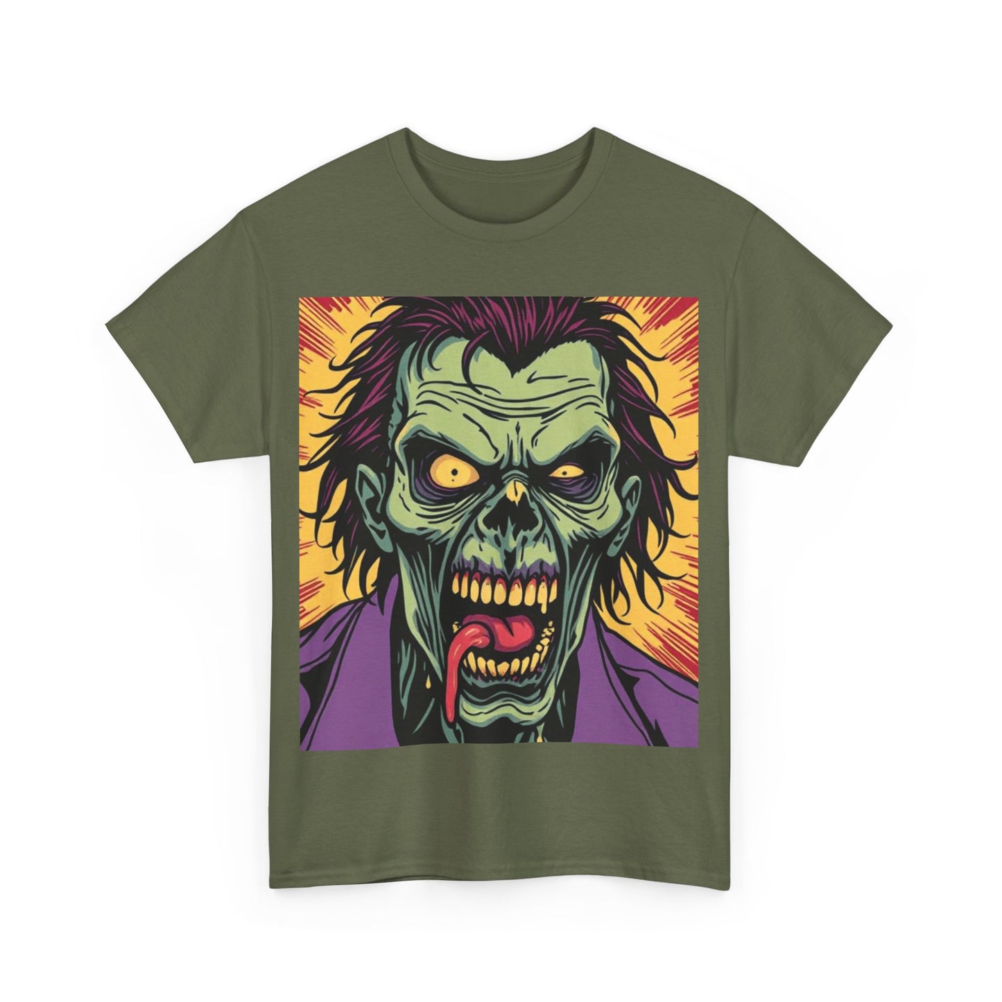 UK - Horror-Themed Unisex Heavy Cotton Tee - Zombie Graphic T-Shirt for Halloween & Casual Wear