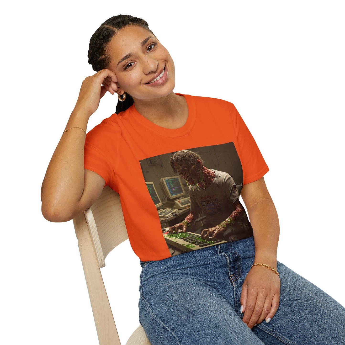 Zombie Hacker Unisex Softstyle T-Shirt - Retro Gaming Vibe
