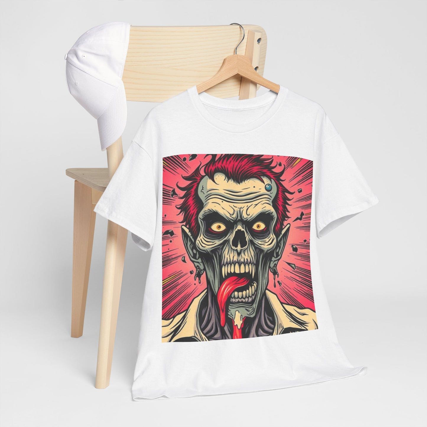 UK - Unisex Heavy Cotton Tee - Zombie Design for Horror Fans