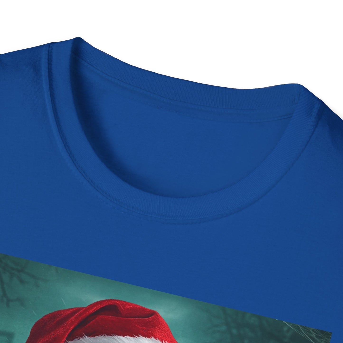Cat Funny Santa Skeleton Apocalyptic Portrait Tee, bold, decaying zombie graphic