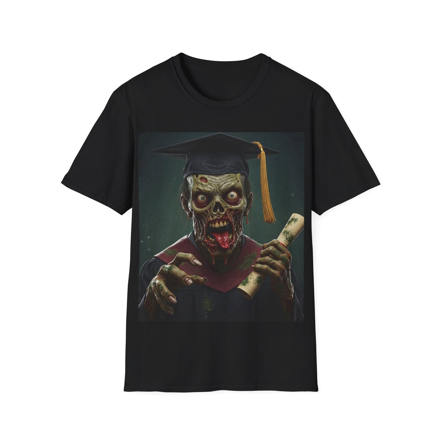 UK - Zombie Graduate Unisex Softstyle T-Shirt - Perfect for Halloween & Graduation