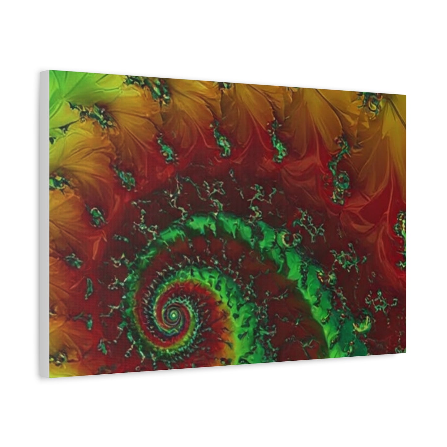 Vibrant Fractal Art Canvas - Green and Red Abstract Wall Decor