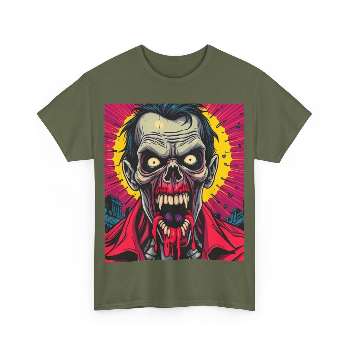UK - Unisex Heavy Cotton Tee - Retro Zombie Design
