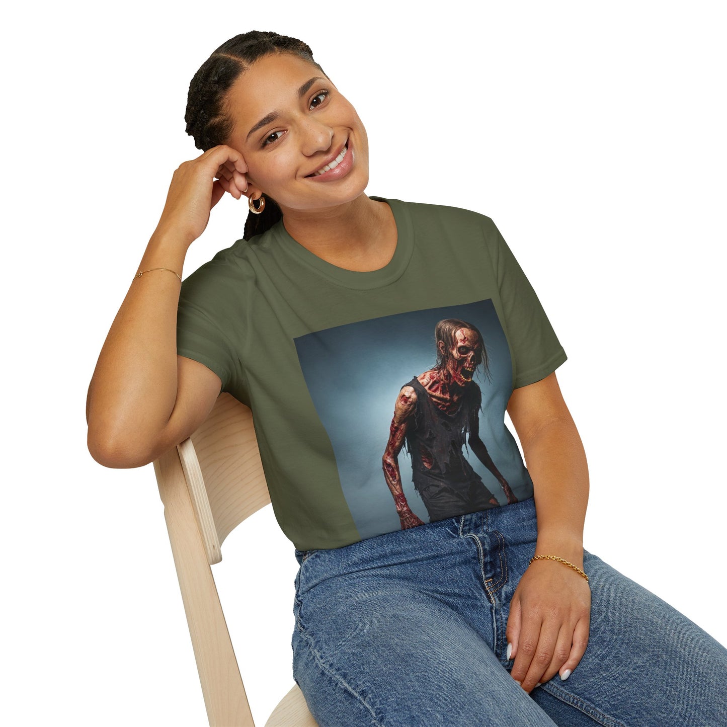 Zombie Graphic Unisex Softstyle T-Shirt - Perfect for Halloween and Horror Fans