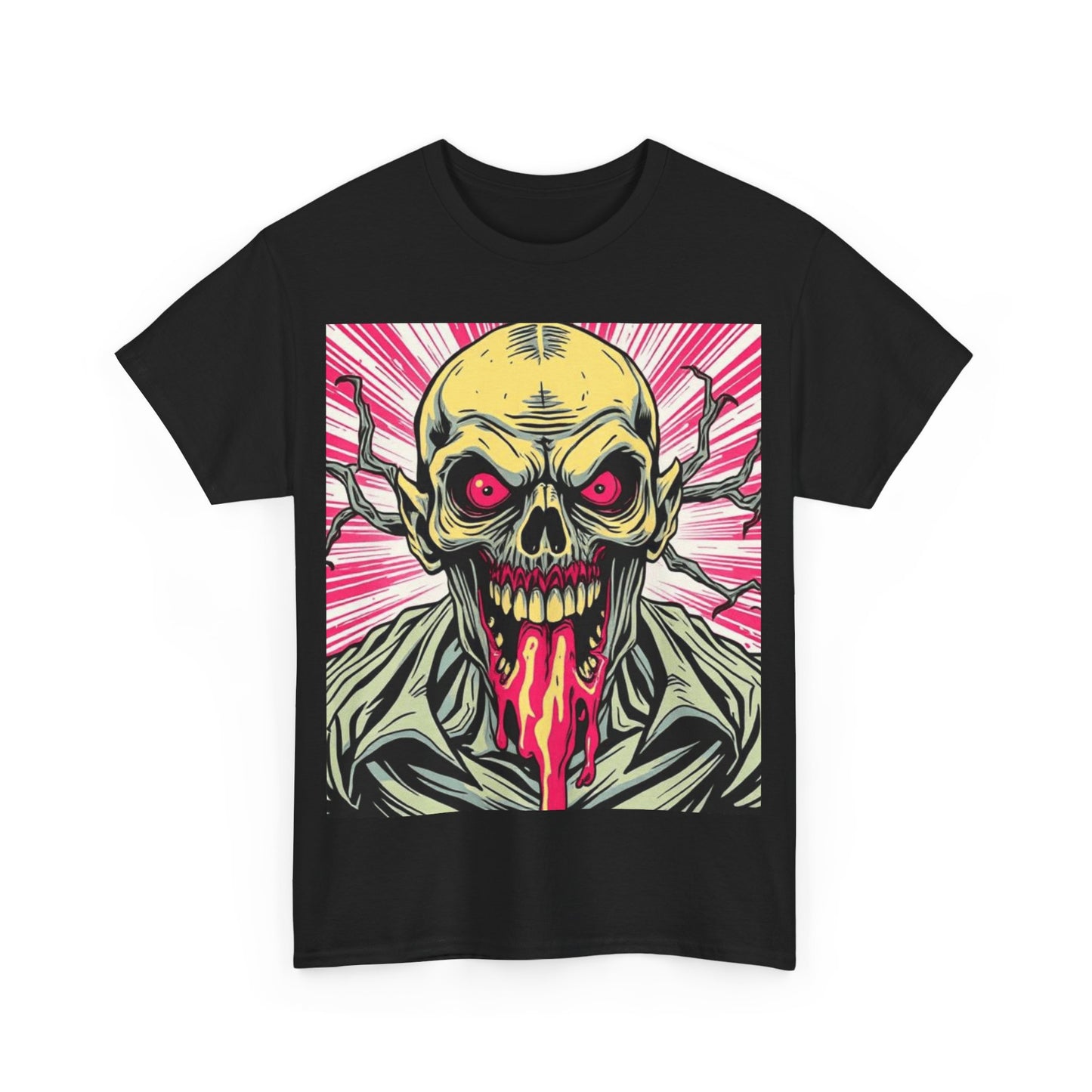 UK - Retro Skull Graphic Unisex Heavy Cotton Tee - Unique Halloween Tee