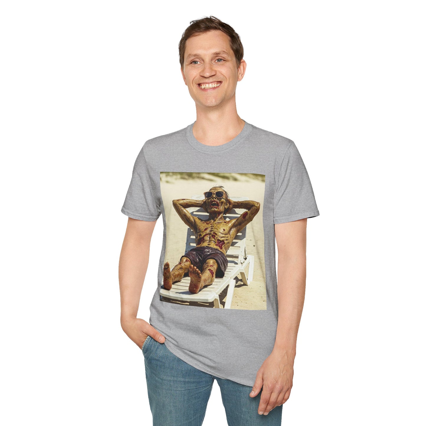 Chillin' Skeleton Unisex Softstyle T-Shirt - Perfect for Halloween & Casual Wear