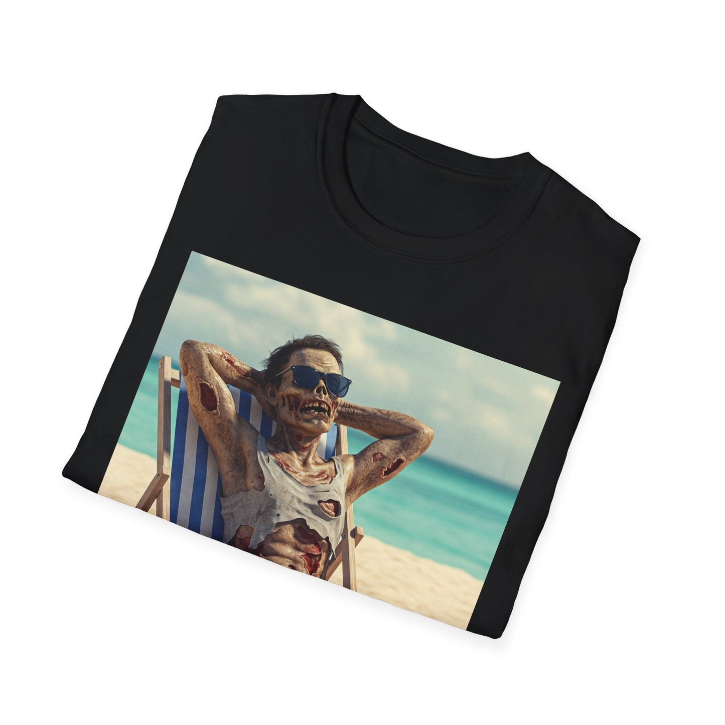 Chill Vibes Apocalyptic Portrait Tee, bold, decaying zombie graphic