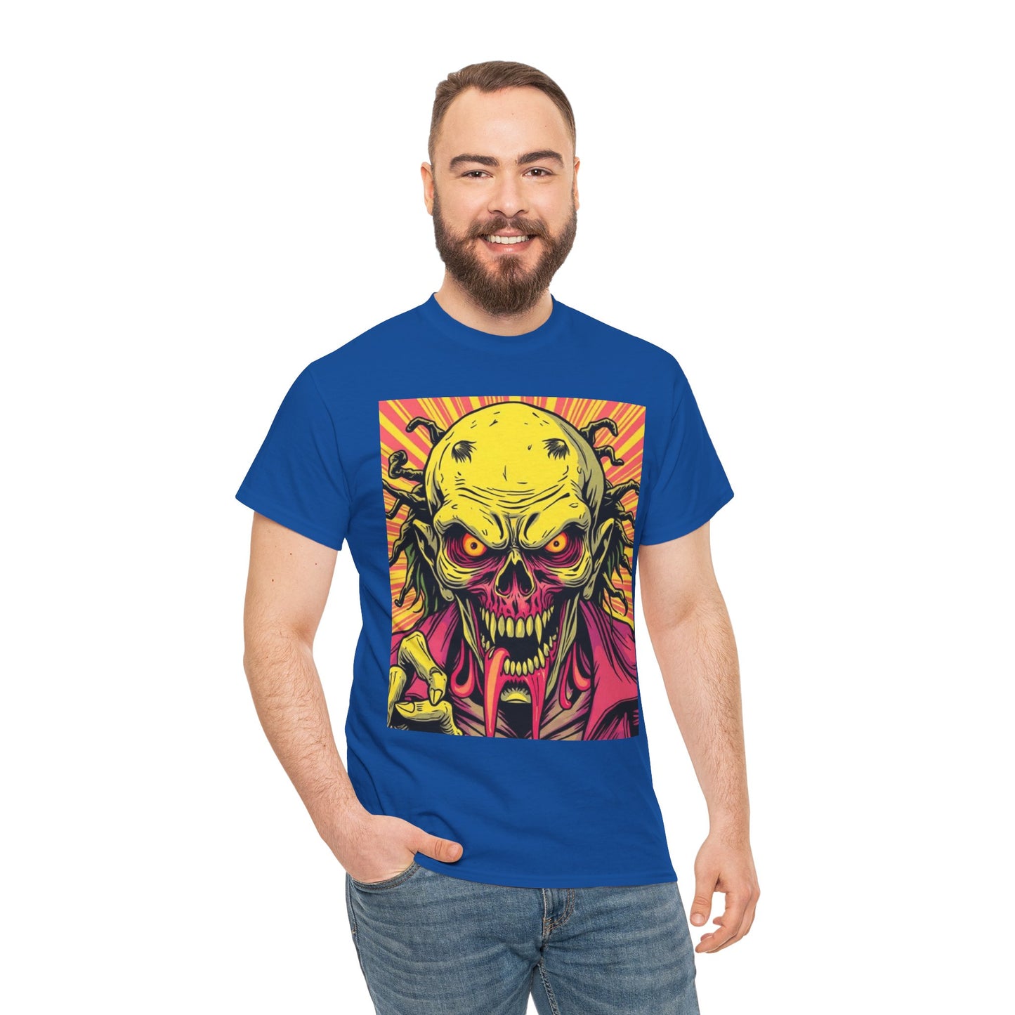 Unisex Heavy Cotton Tee - Spooky Skeleton Design for Halloween