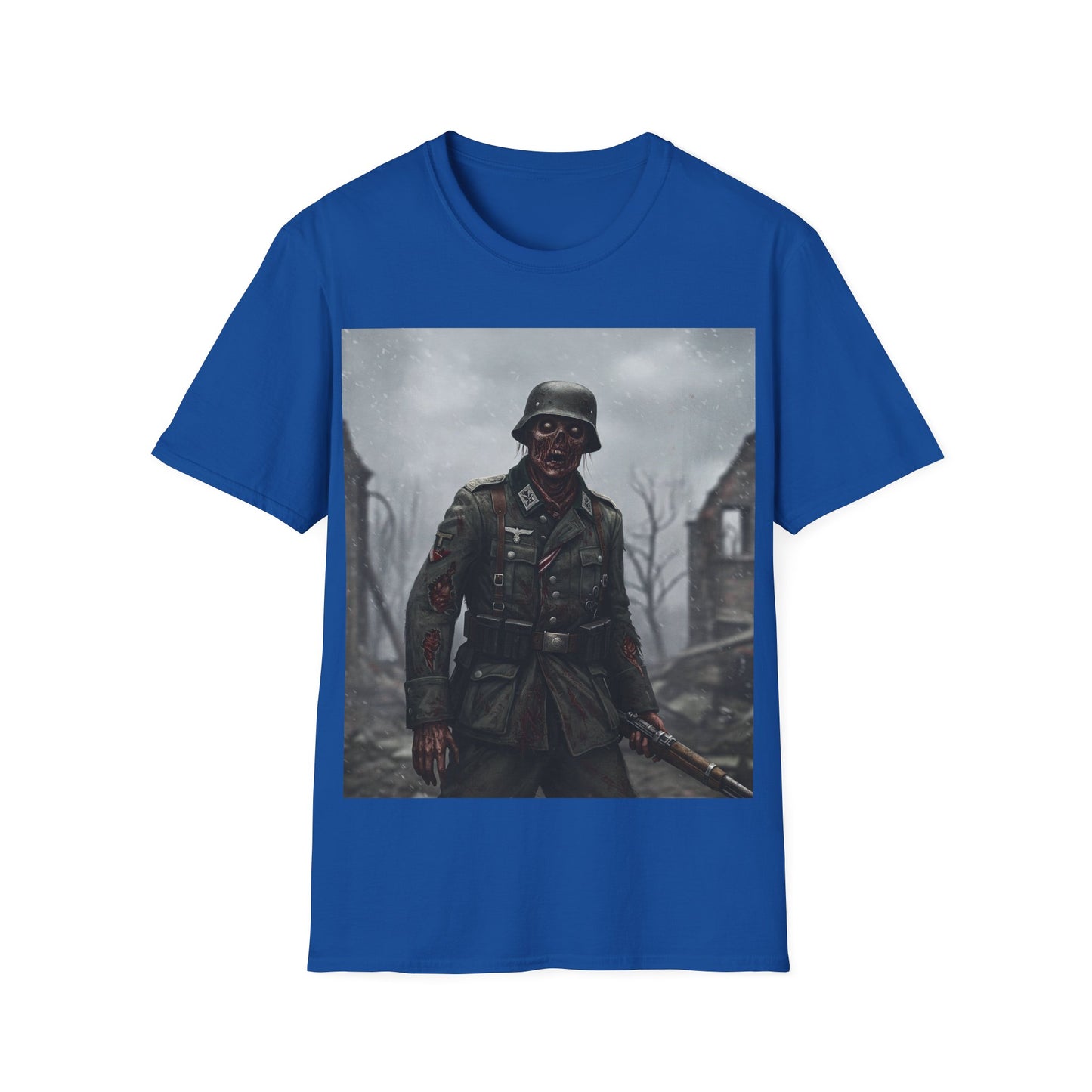 UK - Unisex Softstyle Graphic T-Shirt - Zombie Soldier Design