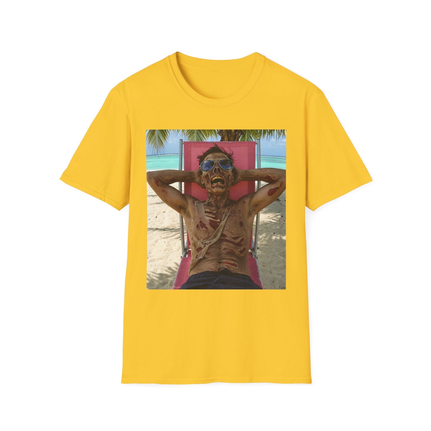 Chill Zombie Unisex Softstyle T-Shirt - Perfect for Beach Days & Halloween