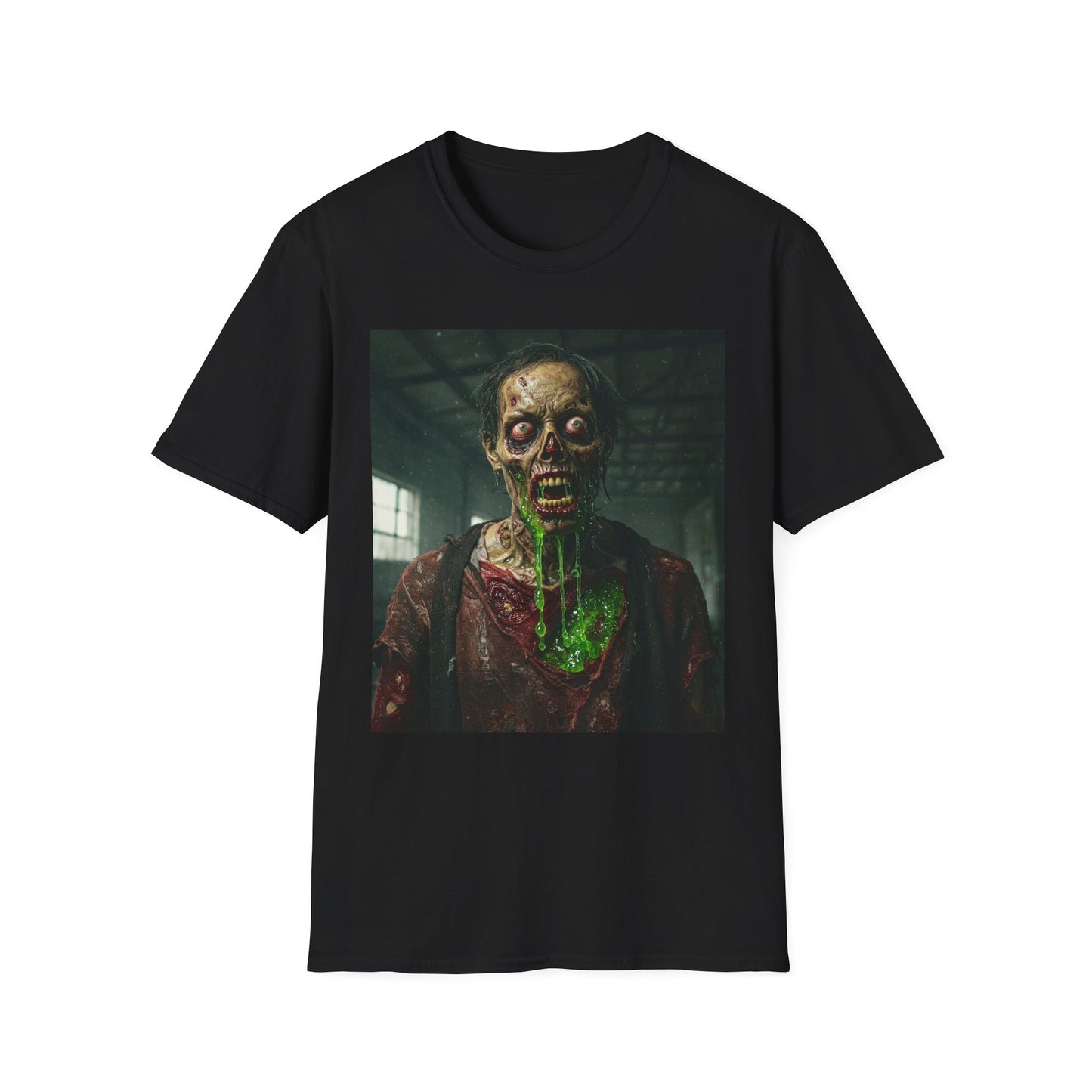 Apocalyptic Portrait Tee, bold, decaying zombie graphic