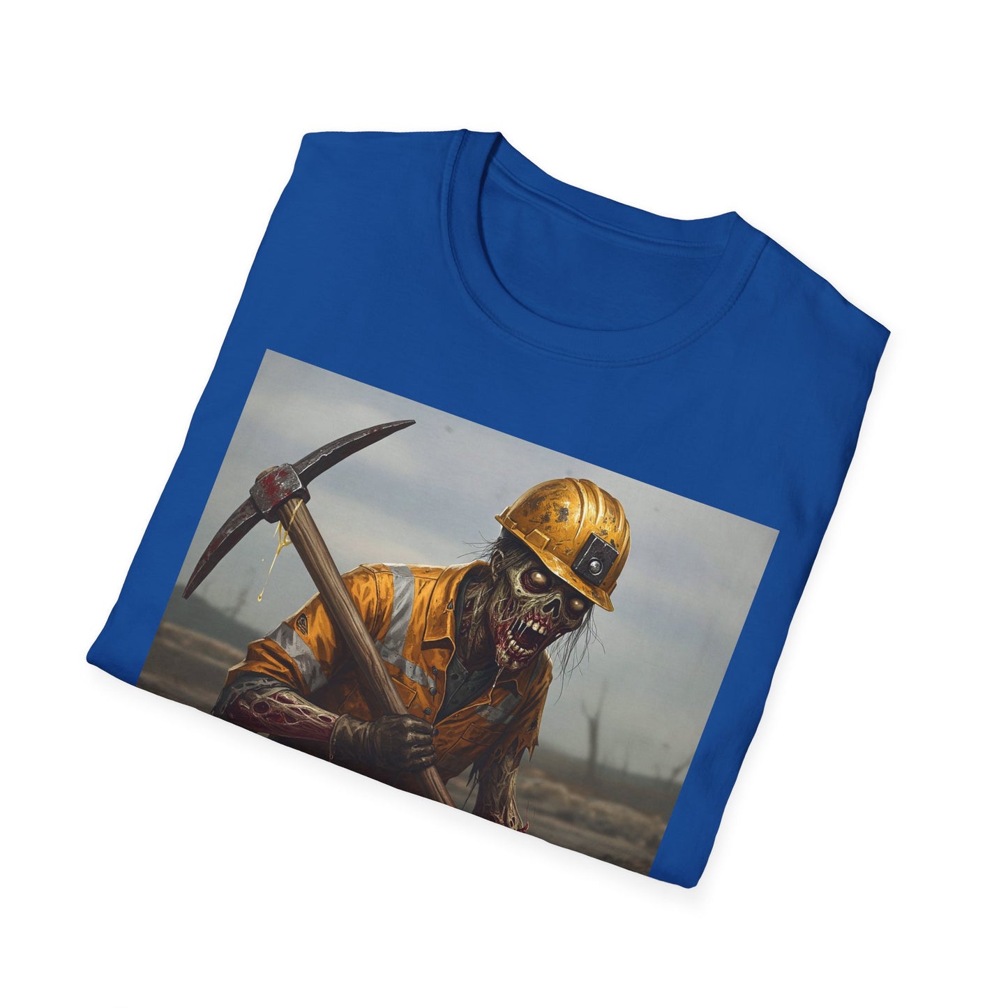 Zombie Miner Unisex Softstyle T-Shirt | Spooky Graphic Tee for Horror Fans