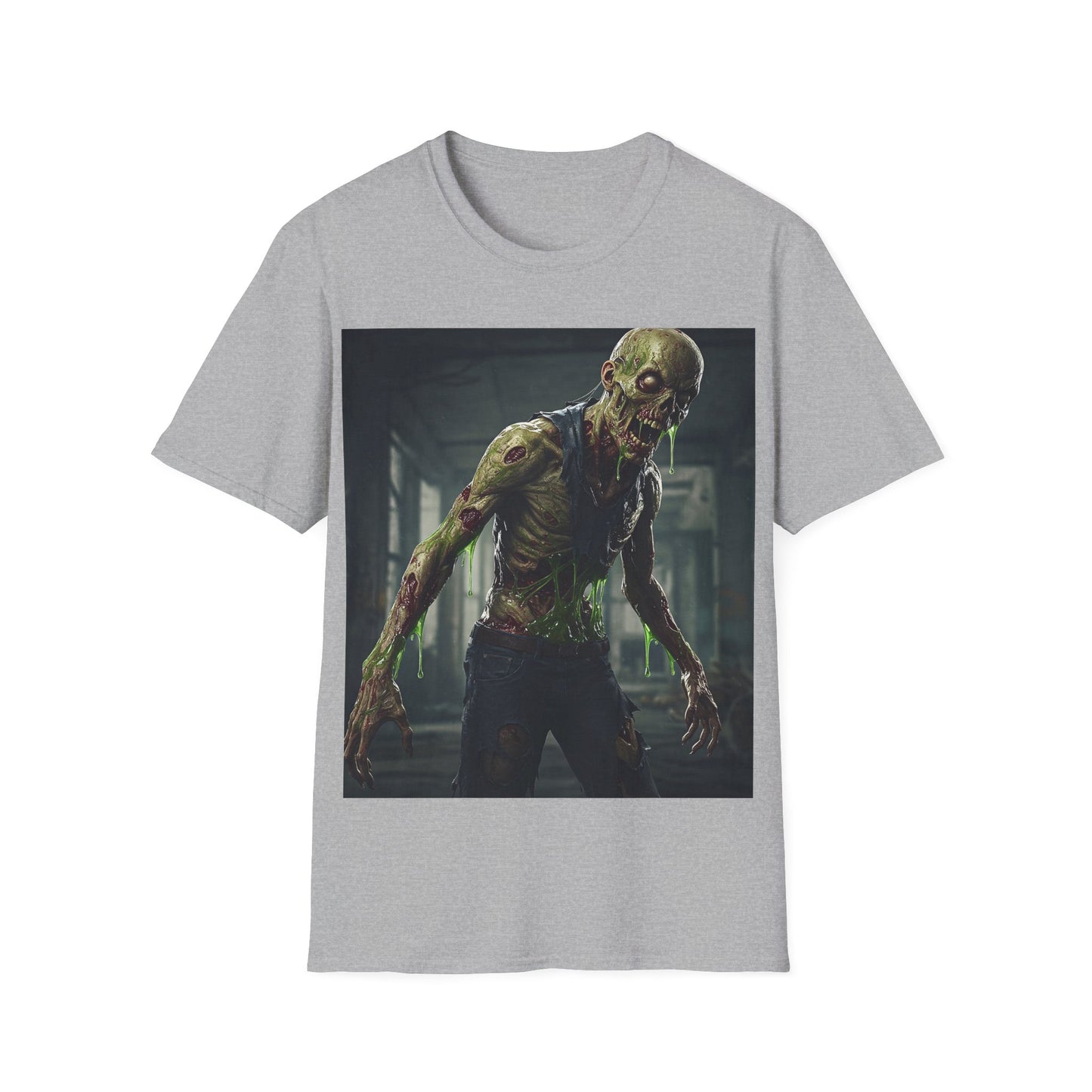 UK - Zombie Graphic Unisex Softstyle T-Shirt - Perfect for Halloween and Horror Fans