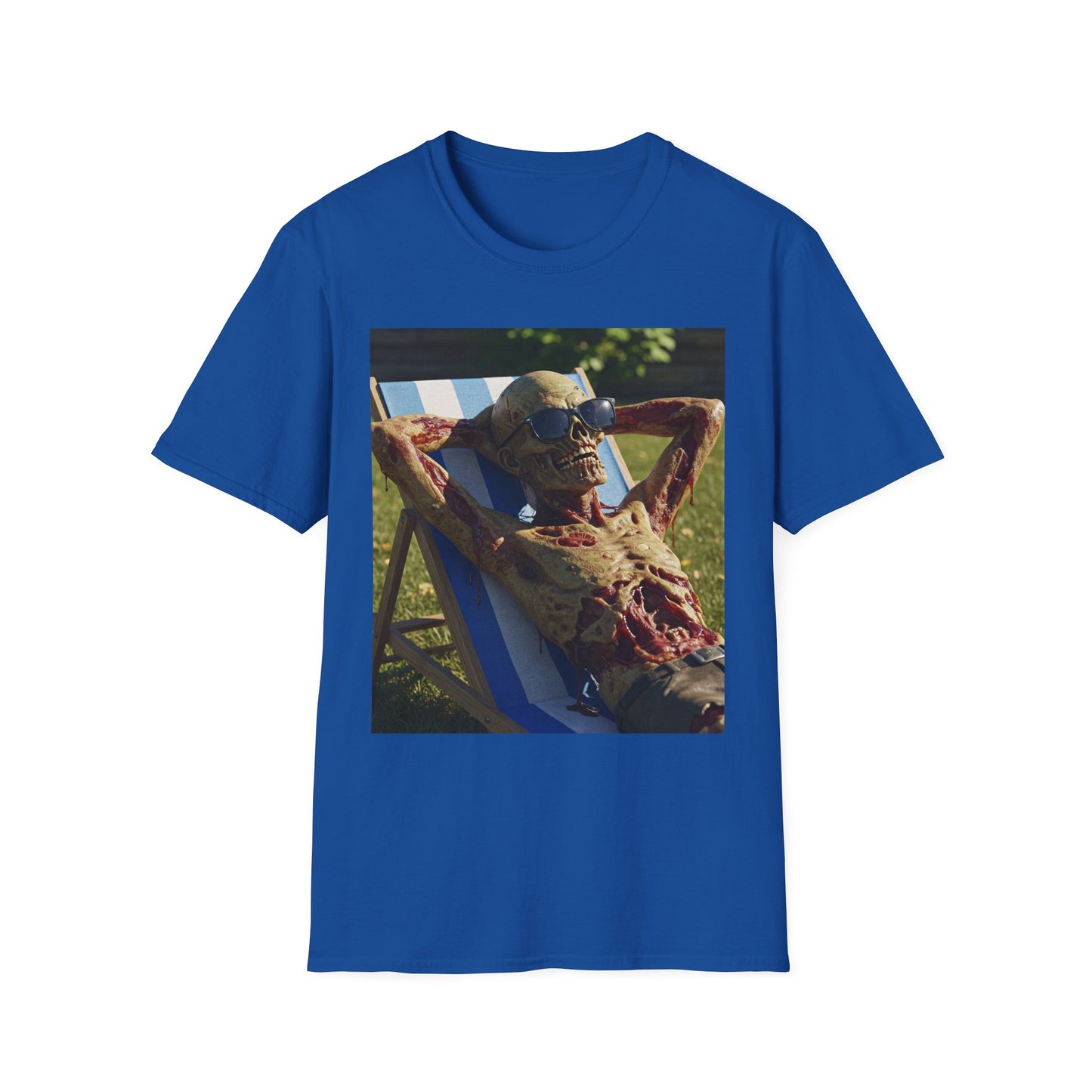 Chillin' Skeleton Unisex Softstyle T-Shirt - Casual Halloween Vibe
