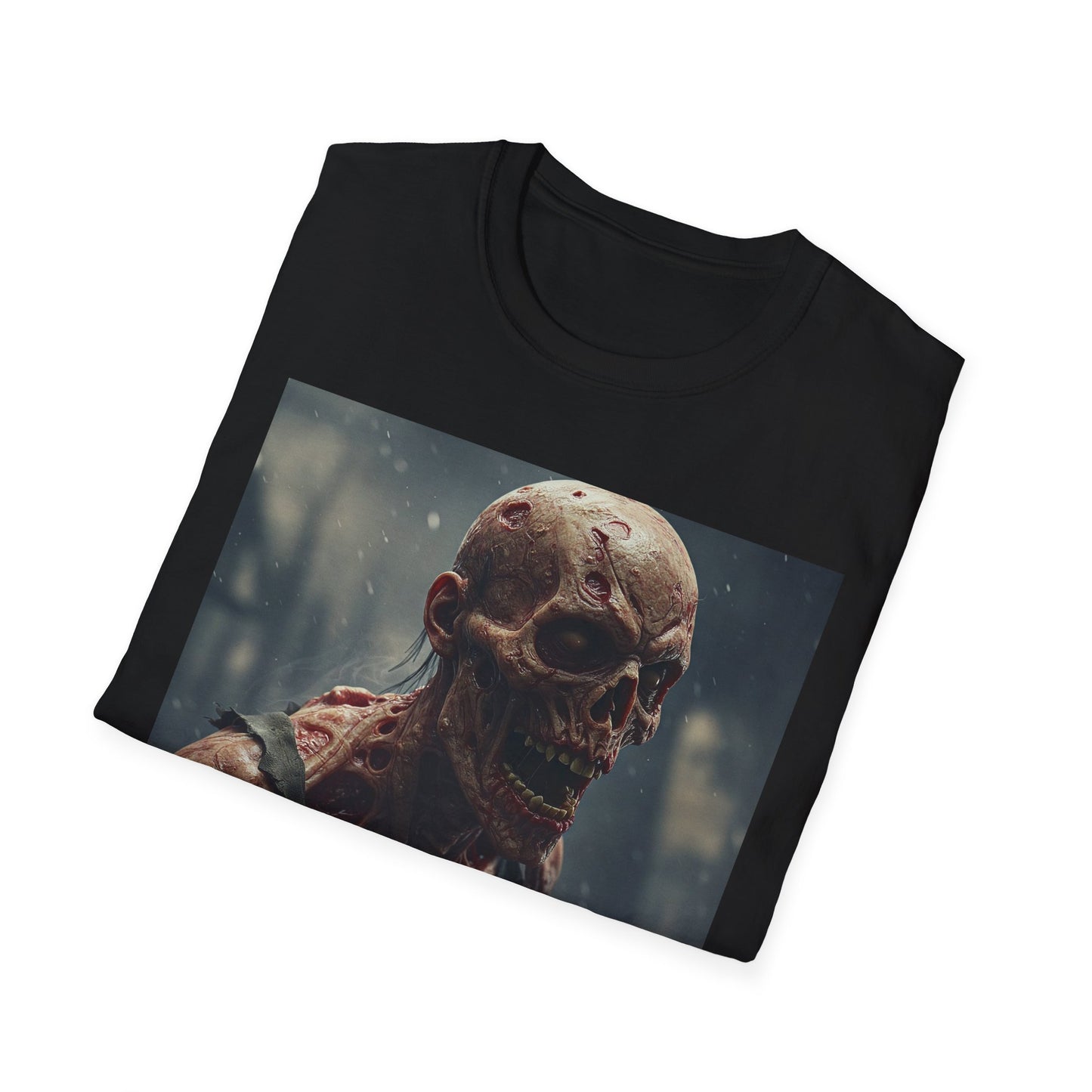 Unisex Softstyle T-Shirt with Creepy Skeleton Design - Perfect for Halloween and Horror Fans