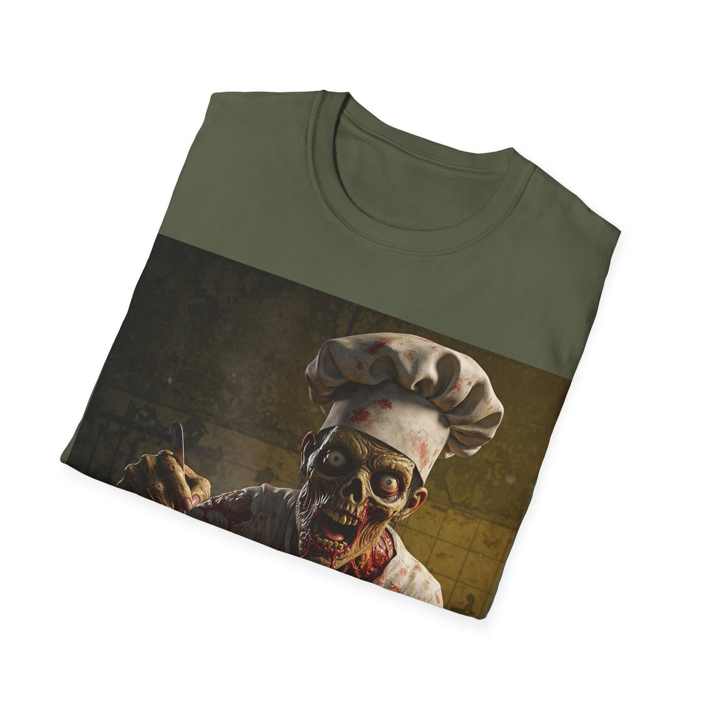 UK - Zombie Chef Apocalyptic Portrait Tee, bold, decaying zombie graphic