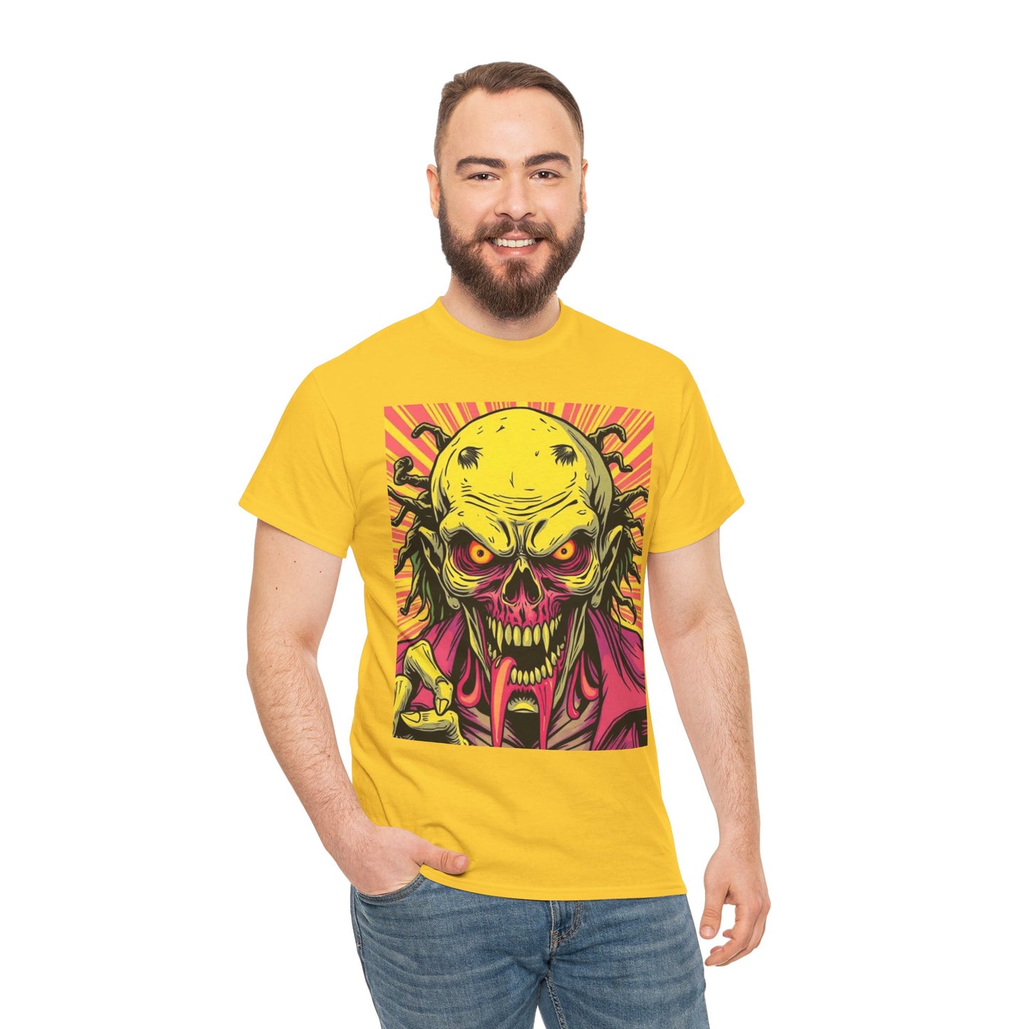 Unisex Heavy Cotton Tee - Spooky Skeleton Design for Halloween