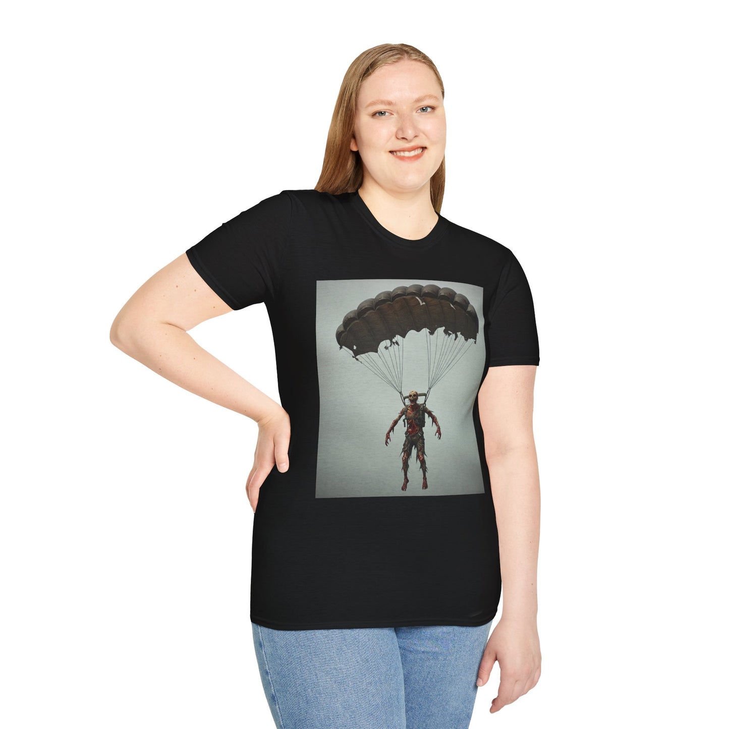 Adventure Awaits Parachuting Hero Unisex Softstyle T-Shirt
