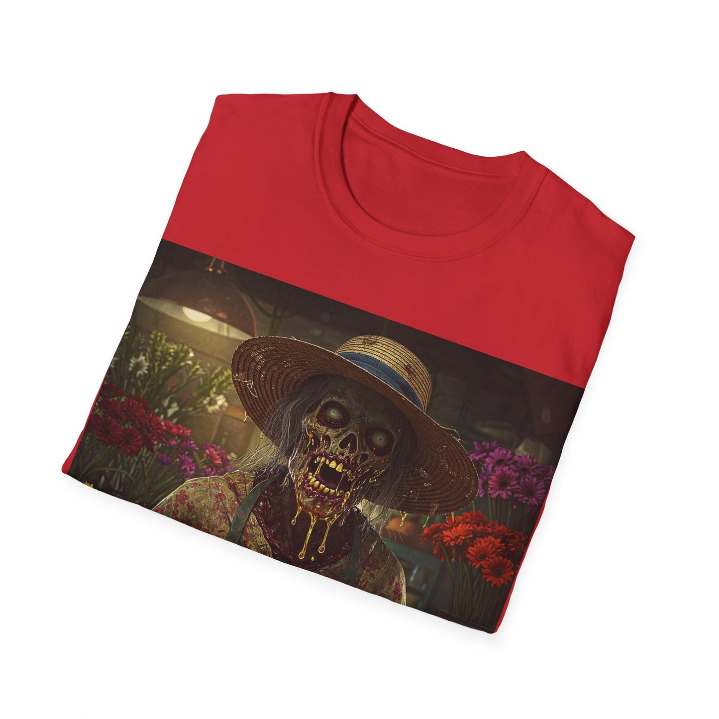 UK - Unisex Softstyle T-Shirt - Vintage Floral Skeleton Design for Halloween