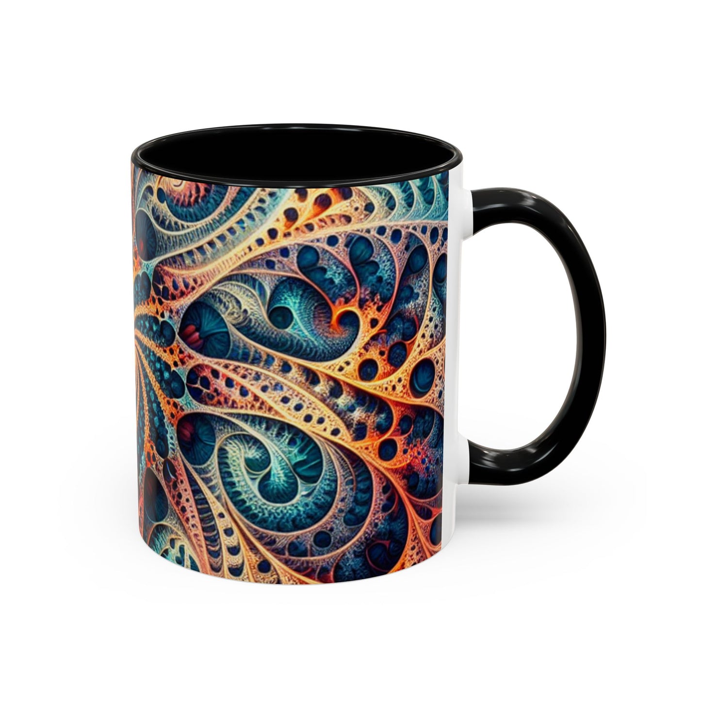 Colorful Swirl Accent Coffee Mug - 11oz & 15oz Ceramic Cup for Coffee Lovers