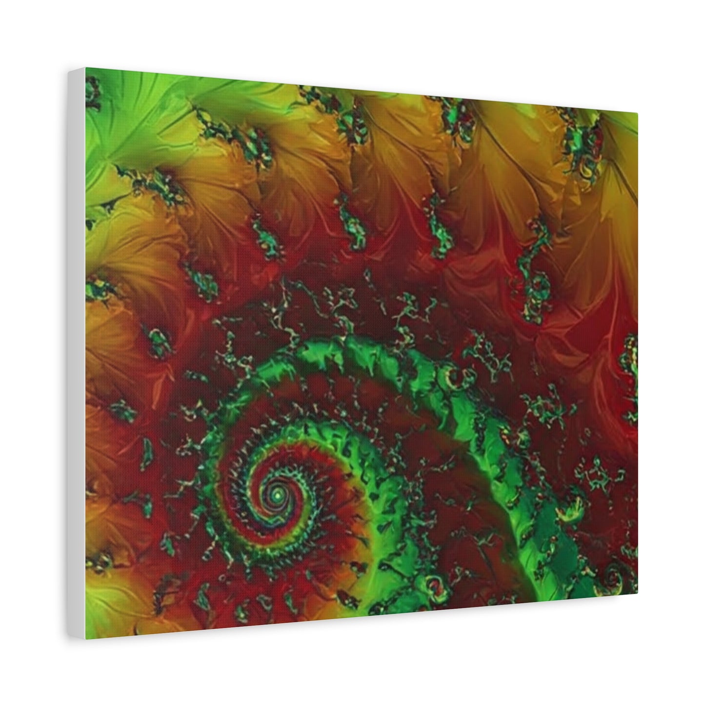 Vibrant Fractal Art Canvas - Green and Red Abstract Wall Decor