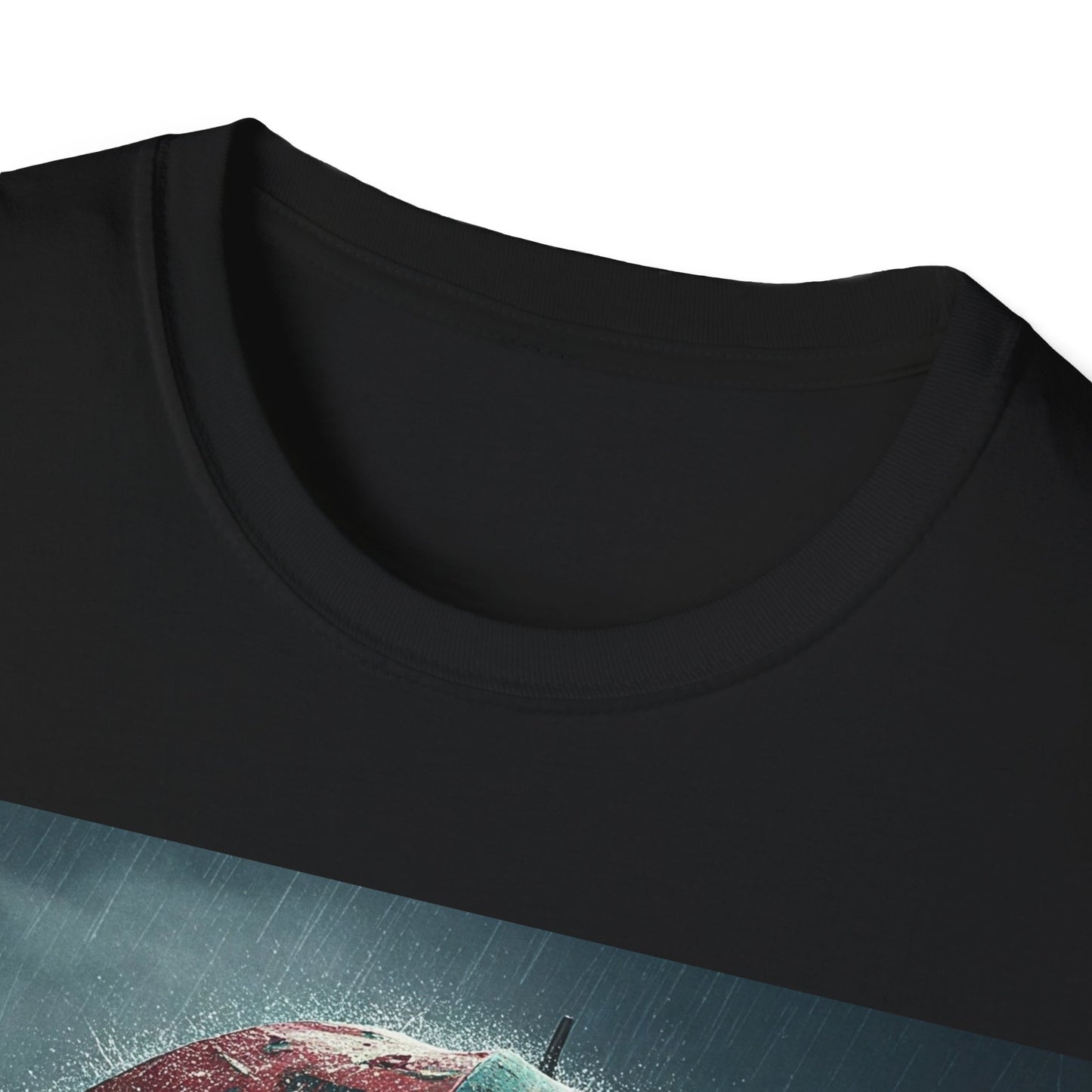 UK - Unisex Softstyle T-Shirt - Creepy Skeleton with Umbrella Design - Perfect for Halloween