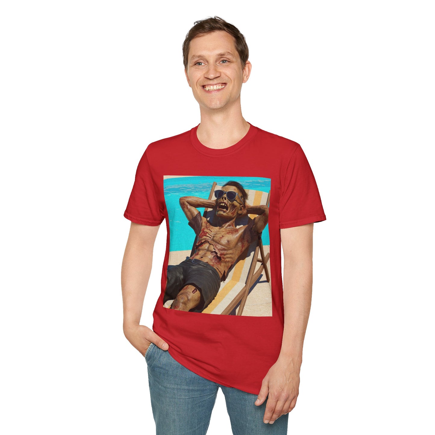 Zombie Relaxation Unisex Softstyle T-Shirt - Perfect for Halloween and Casual Outings