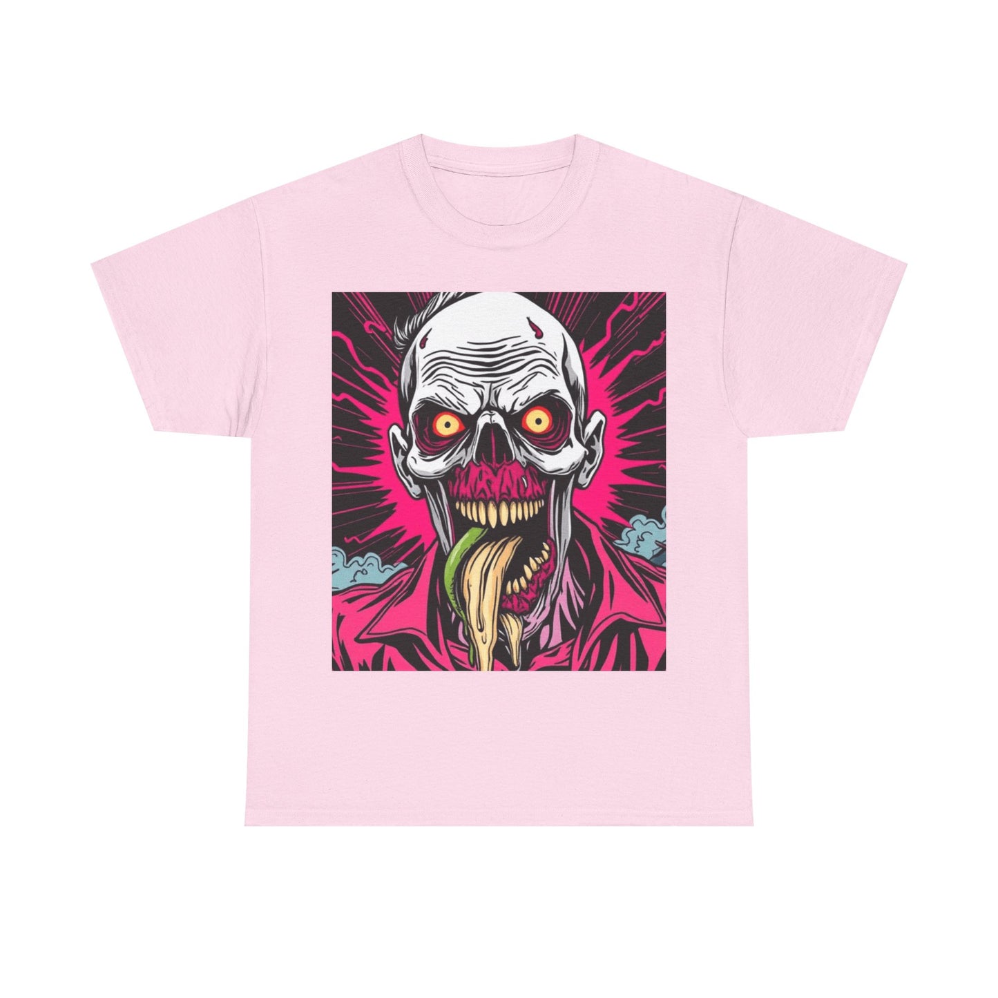 UK - Unisex Heavy Cotton Tee - Spooky Skull Art Graphic Tee