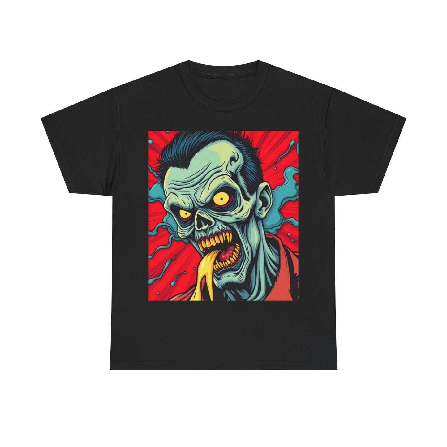 UK - Zombie Art Unisex Heavy Cotton Tee - Retro Horror Graphic Shirt