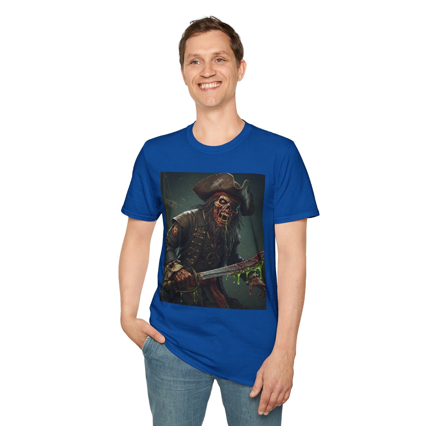 Zombie Pirate Graphic Unisex T-Shirt - Perfect for Halloween and Casual Wear