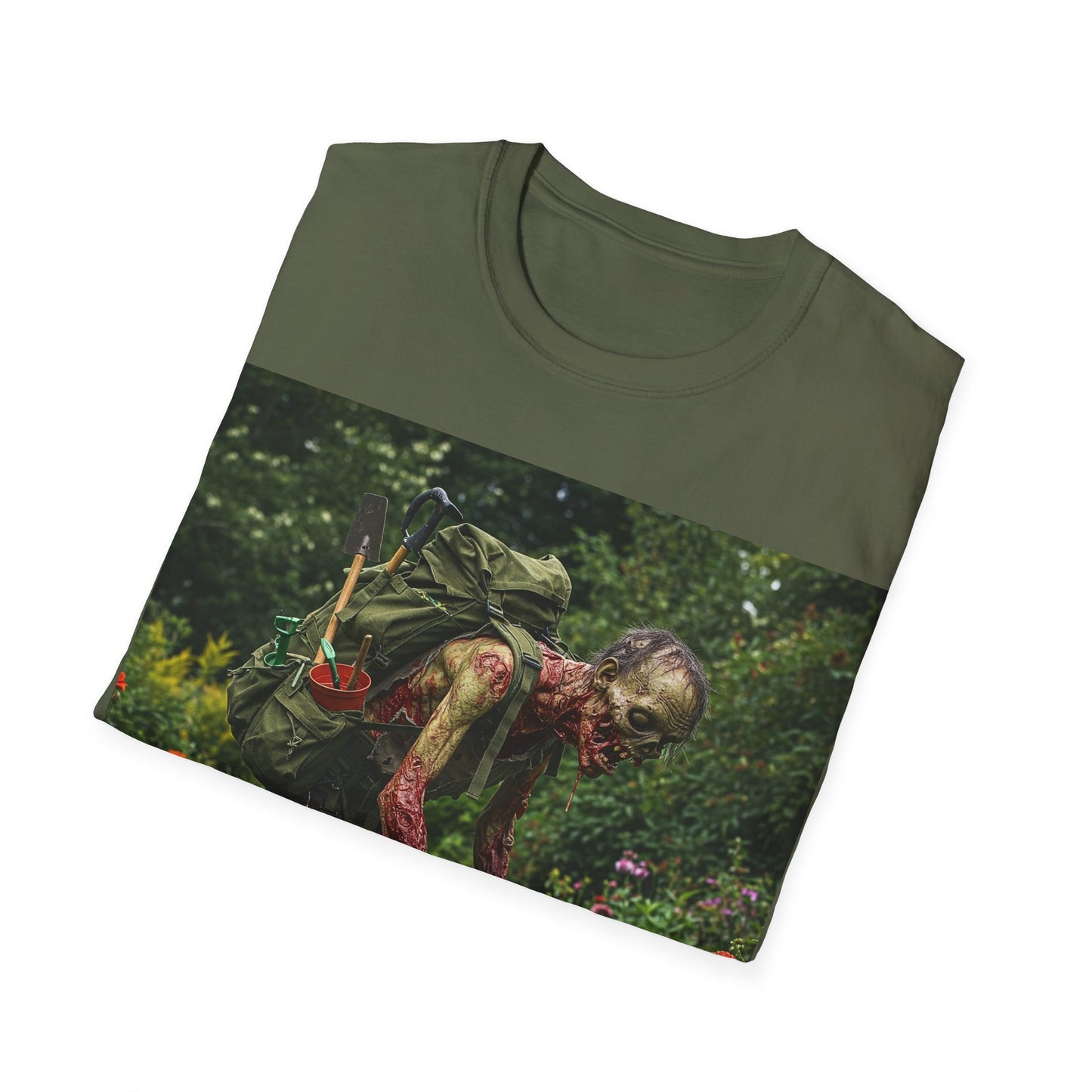UK - Garden Zombie Unisex Softstyle T-Shirt - Perfect for Halloween and Horror Fans