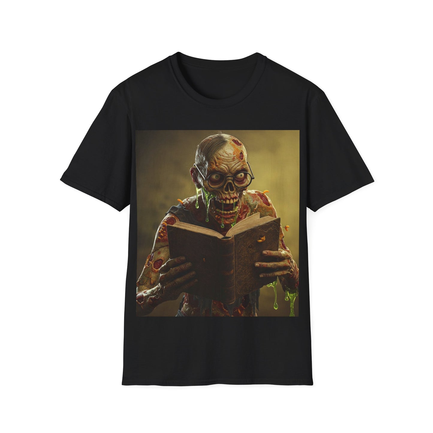 UK - Zombie Reader Apocalyptic Portrait Tee, bold, decaying zombie graphic