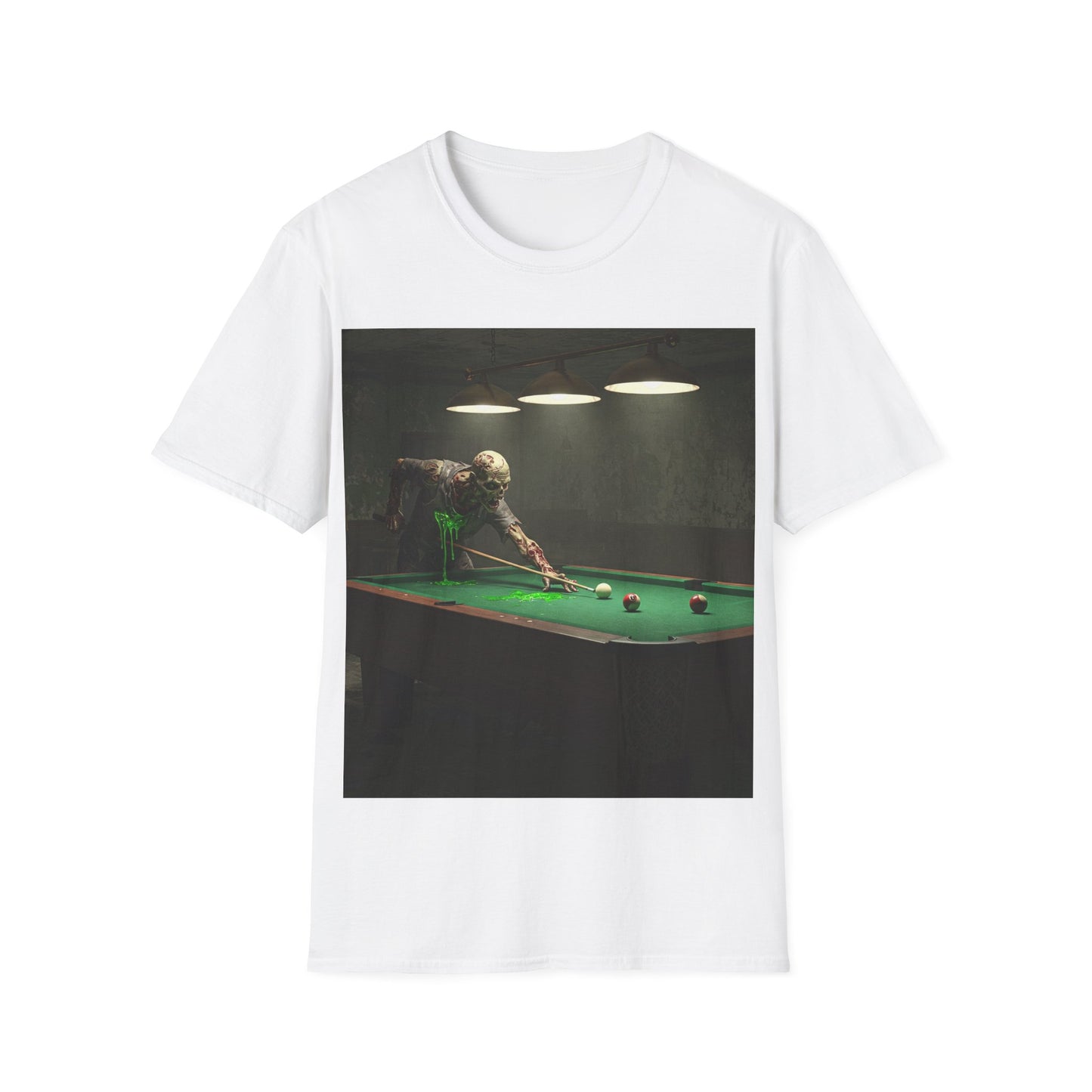 UK - Vintage Billiards Unisex Softstyle T-Shirt - Pool Table Design