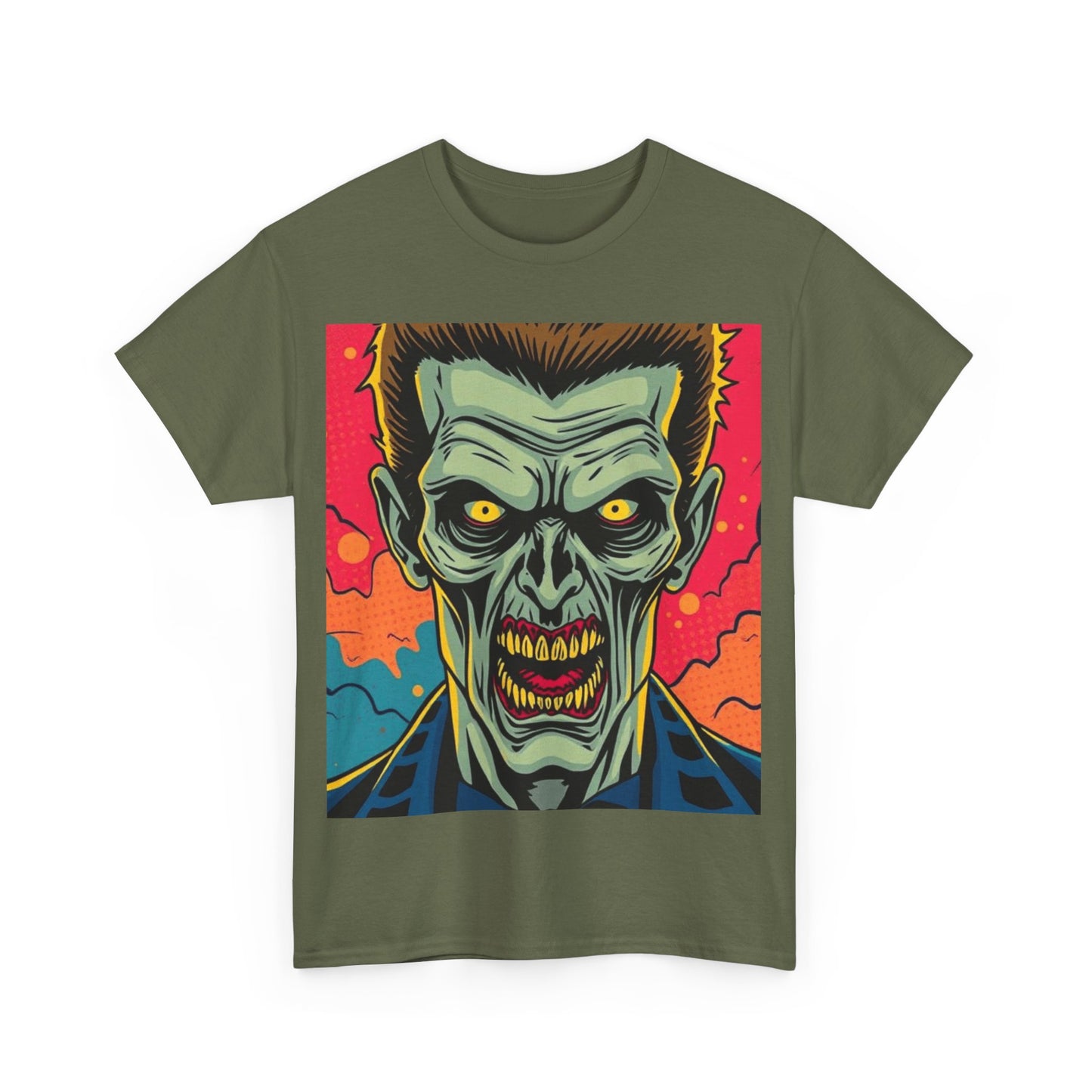 UK - Unisex Heavy Cotton Tee - Retro Horror Zombie Artwork t-shirt