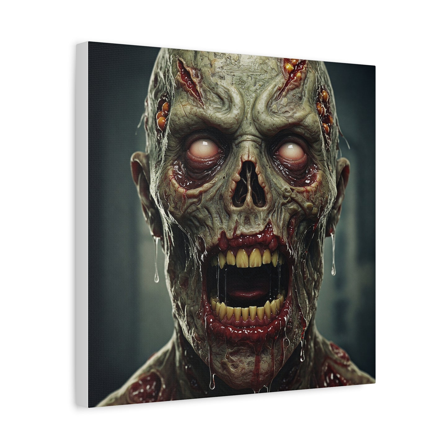 Creepy Zombie Wall Art - Stretched Matte Canvas for Halloween Decor
