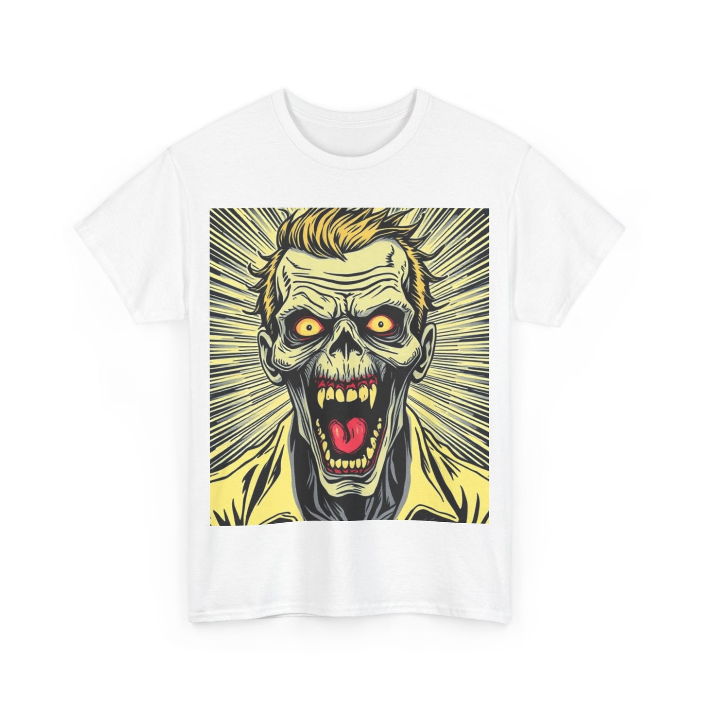 UK - Screaming Zombie Unisex Heavy Cotton Tee - Perfect for Halloween and Horror Fans