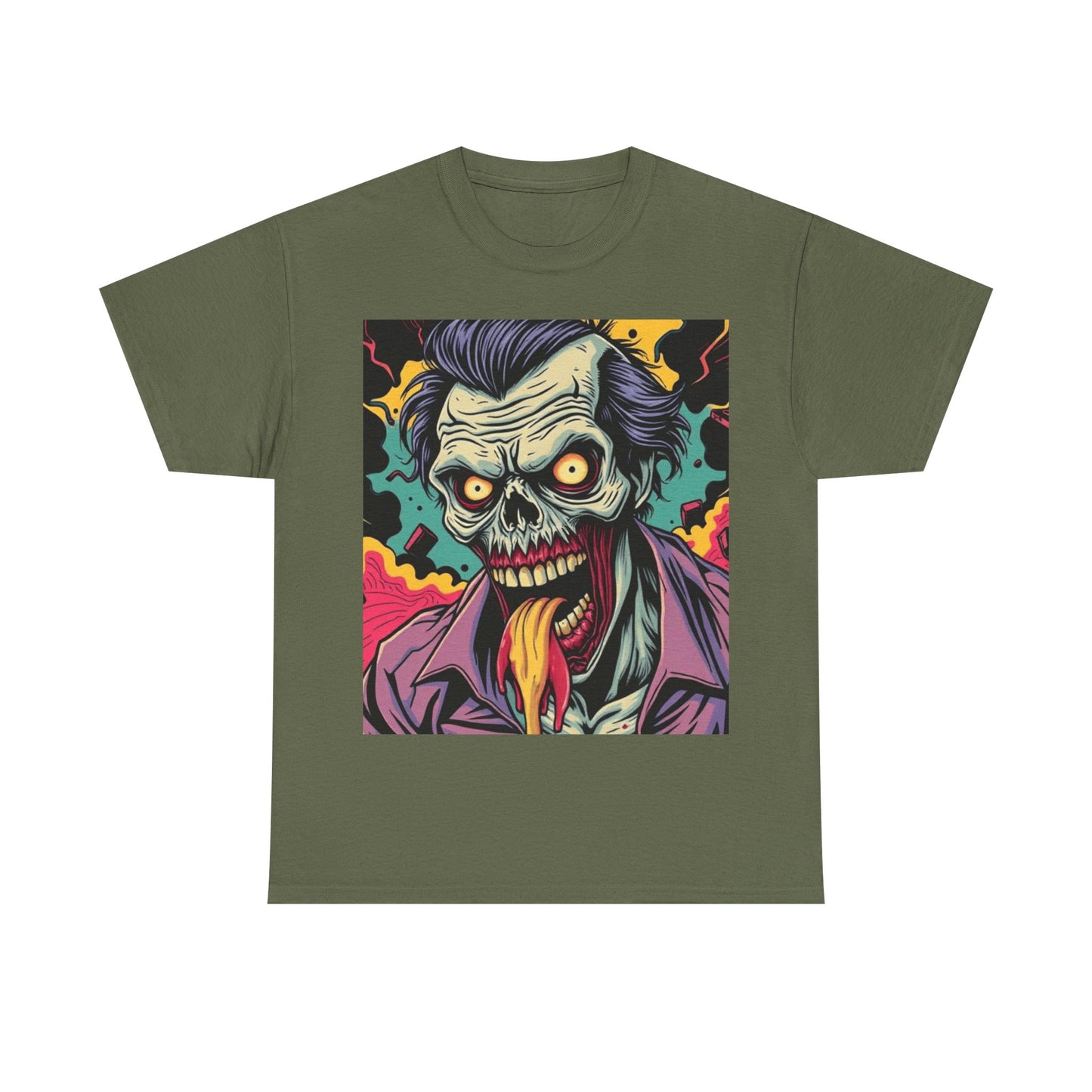 UK - Vibrant Zombie Graphic Tee - Unisex Heavy Cotton Shirt