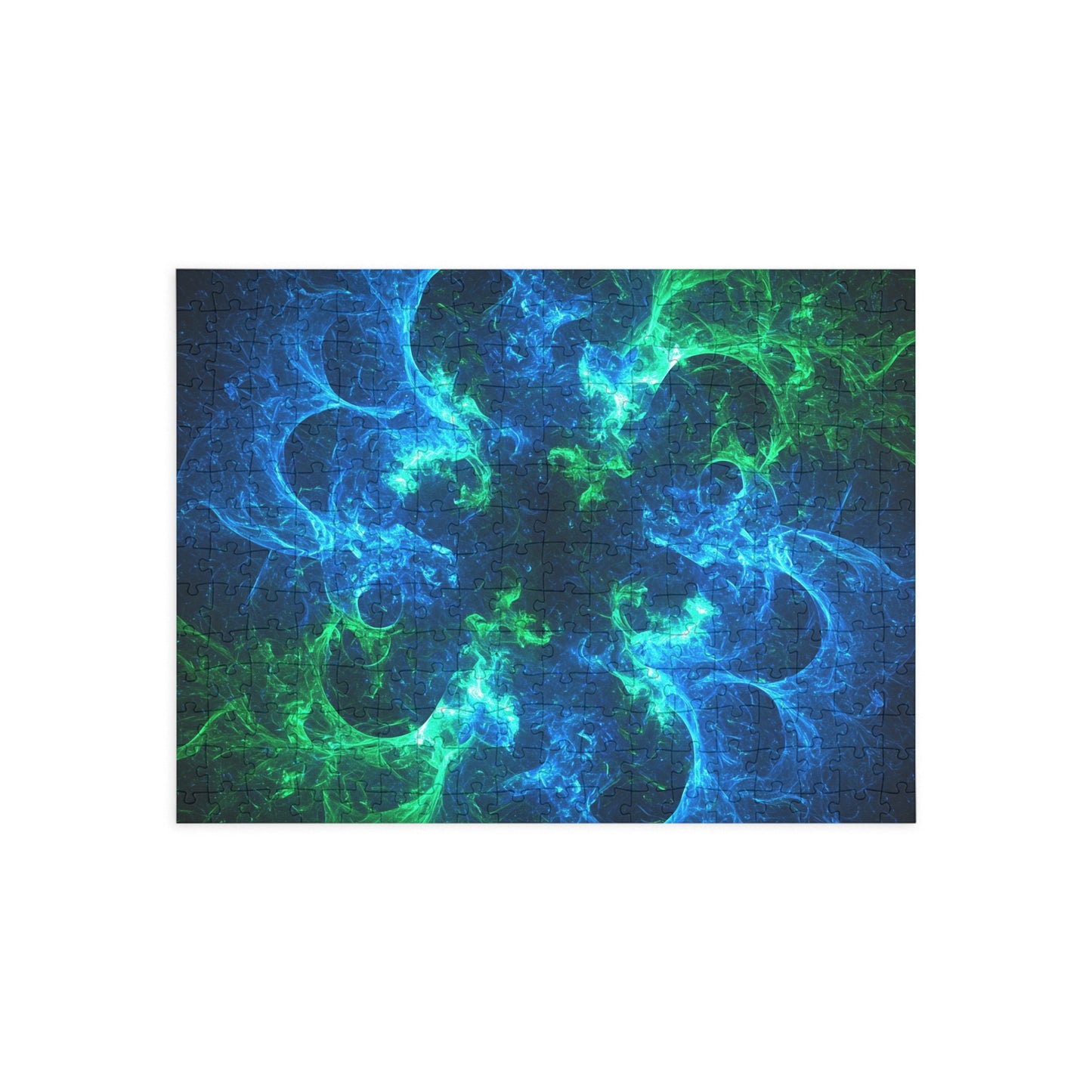Vibrant Blue and Green Fractal Puzzle - 96 to 1000 Pieces - Perfect for Game Night and Family Fun