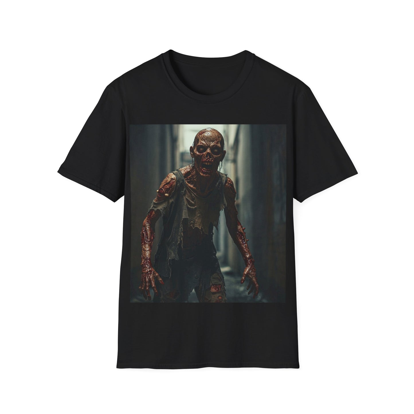 UK - Zombie Graphic Unisex Softstyle T-Shirt - Perfect for Halloween & Horror Fans