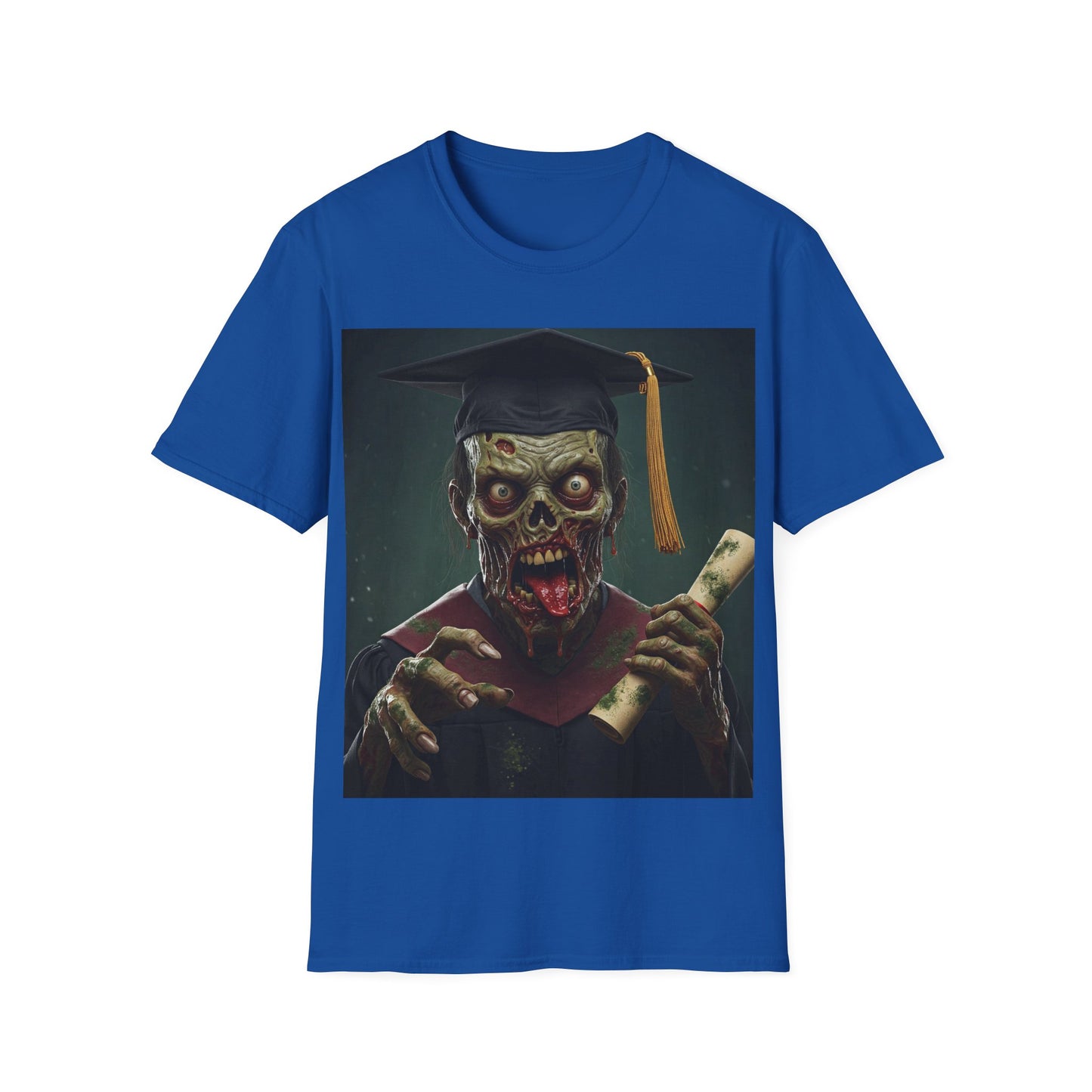 UK - Zombie Graduate Unisex Softstyle T-Shirt - Perfect for Halloween & Graduation