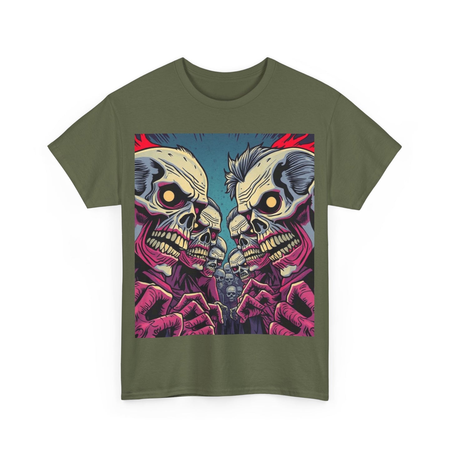 UK - Gothic Skull T-Shirt - Unisex Heavy Cotton Tee for Halloween and Punk Fans