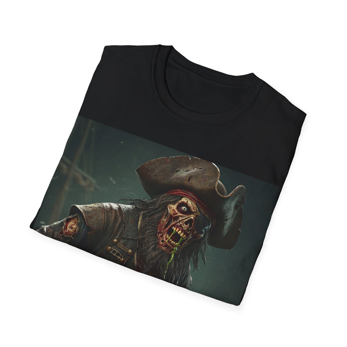 UK - Zombie Pirate Graphic Unisex T-Shirt - Perfect for Halloween and Casual Wear