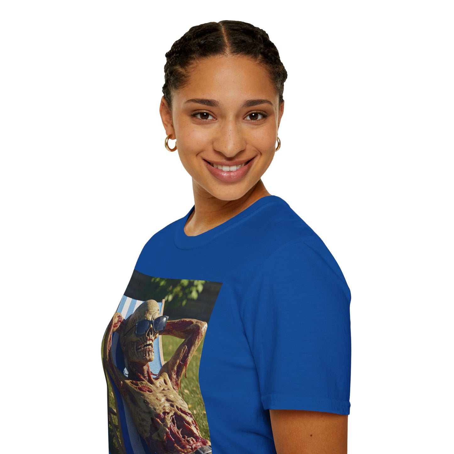 Chillin' Skeleton Unisex Softstyle T-Shirt - Casual Halloween Vibe