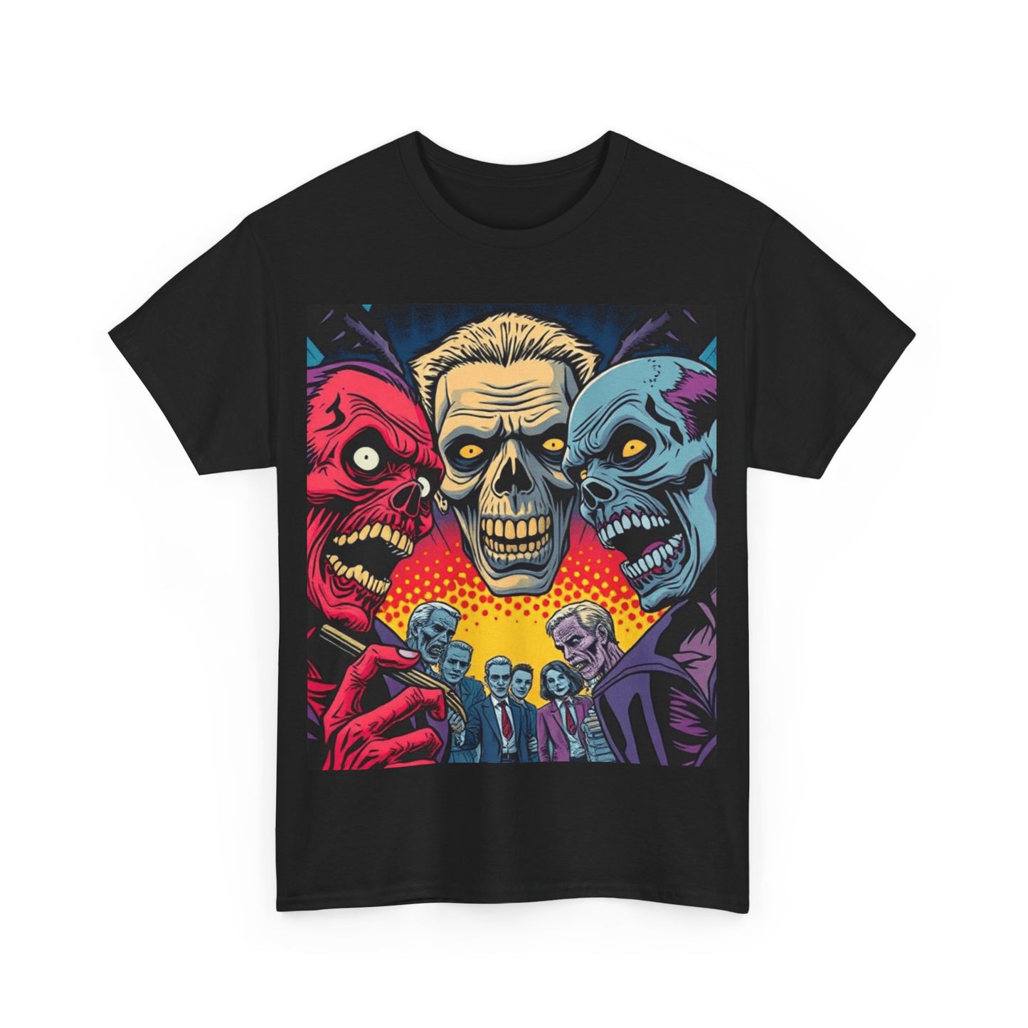 UK - Unisex Heavy Cotton Tee - Colorful Skeleton Design, Perfect for Halloween and Horror Fans