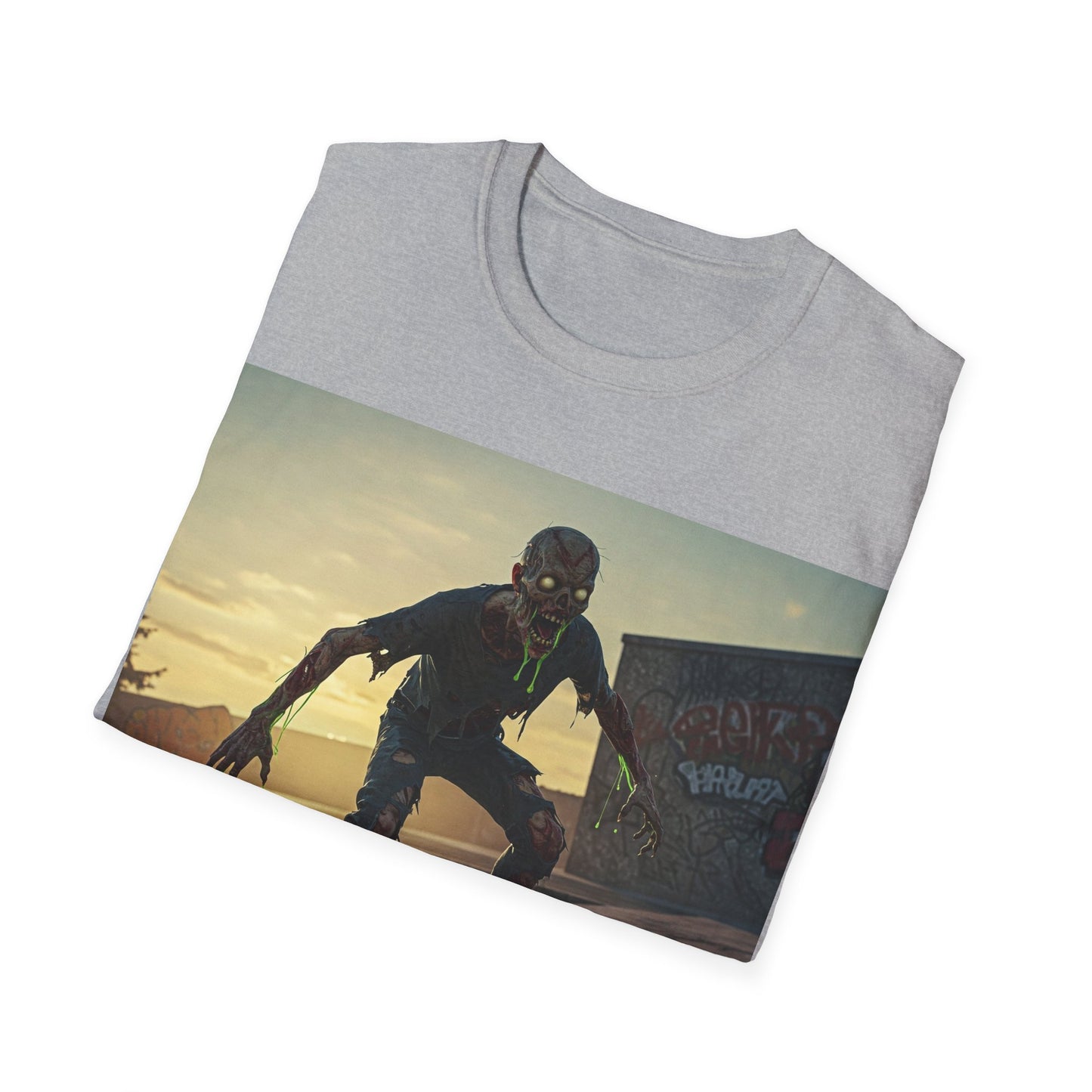 UK - Skateboard Zombie Unisex Softstyle T-Shirt | Casual Graphic Tee for Skaters