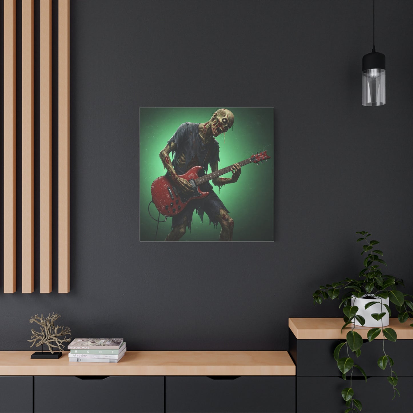 Zombie Rocker Canvas Wall Art - Edgy Decor for Music Lovers