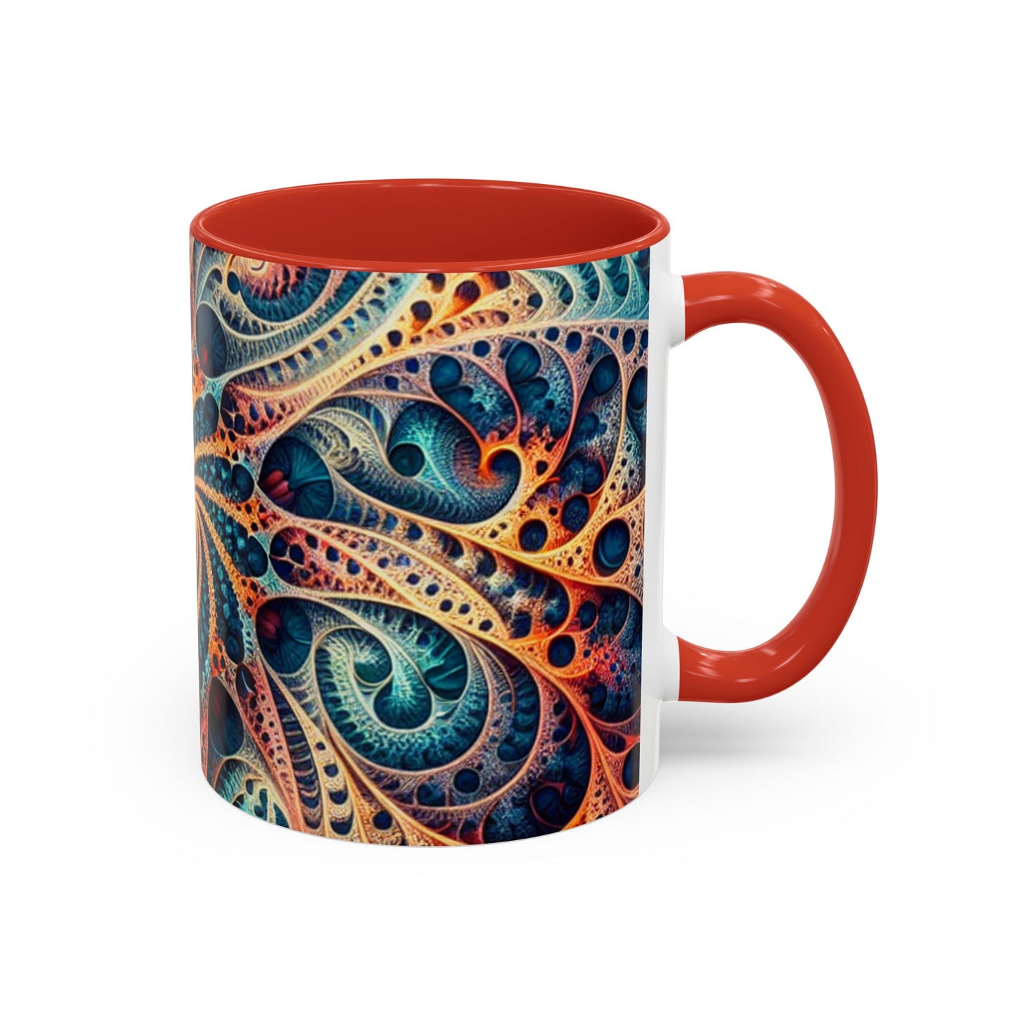 Colorful Swirl Accent Coffee Mug - 11oz & 15oz Ceramic Cup for Coffee Lovers