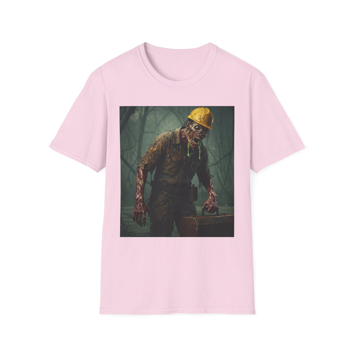Zombie Construction Worker Unisex Softstyle T-Shirt | Spooky Halloween Apparel