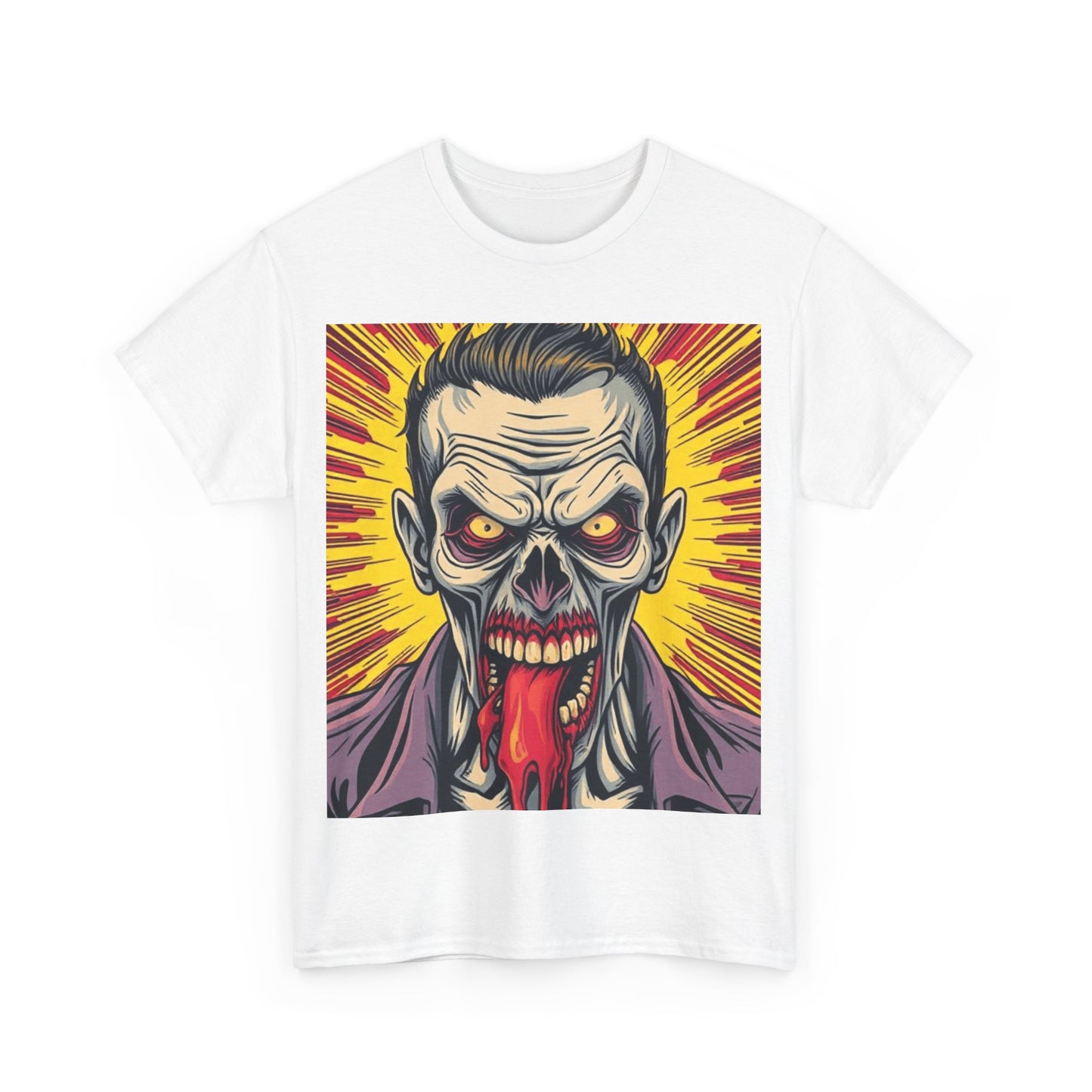 UK - Zombie Horror Graphic Unisex Heavy Cotton Tee - Perfect for Halloween and Fans of Spooky Style